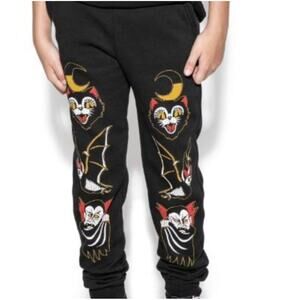 Black Craft Cult Moonlight Joggers Sweatpants M Halloween Vampire Bat Cat Goth